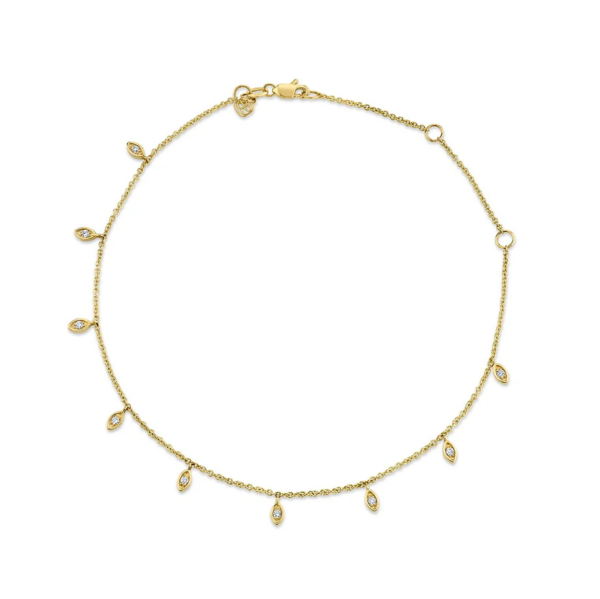 Sydney Evan 14K Yellow Gold Marquise Shape Diamond Fringe Anklet