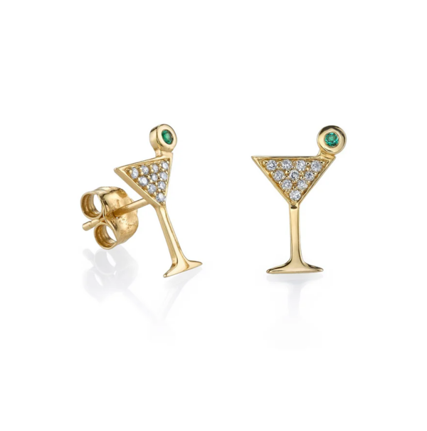 Gold & Diamond Small Martini Glass Stud