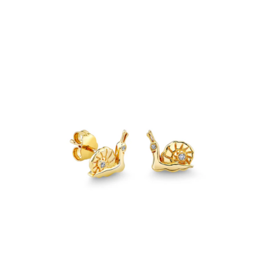 Gold & Diamond Snail Stud