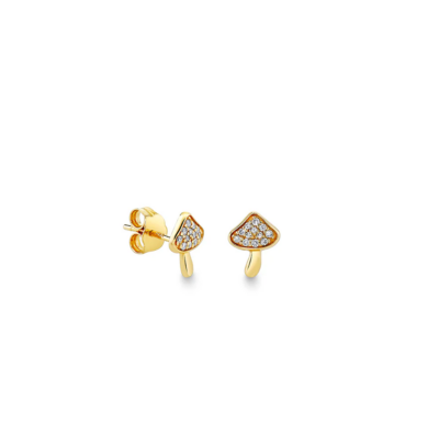 Gold & Diamond Small Mushroom Stud