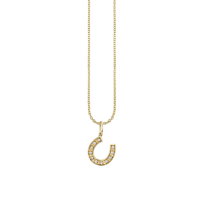 Gold & Bezel Diamond Small Horseshoe Charm