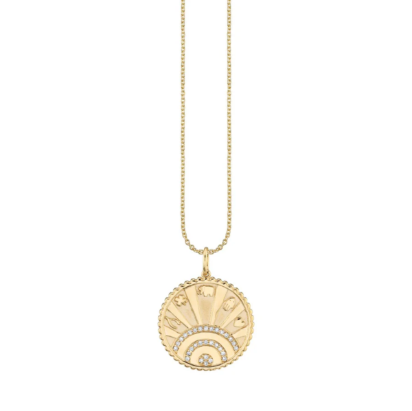 Gold & Diamond Small Luck Coin with Rays Charm