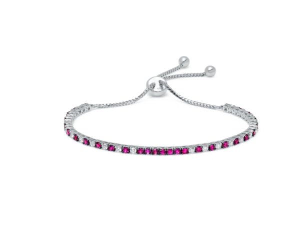 White Diamond & Ruby Bolo Bracelet