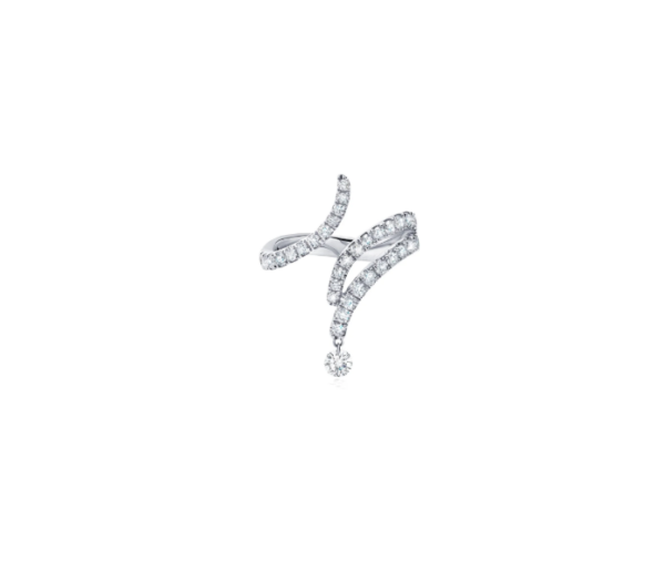 Floating Diamond Curve Ring, Size 7