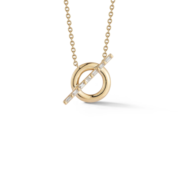 Sadie Pearl Baguette Toggle Gold Necklace