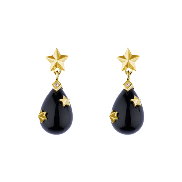 Mini Starry Night Onyx Drop Earrings