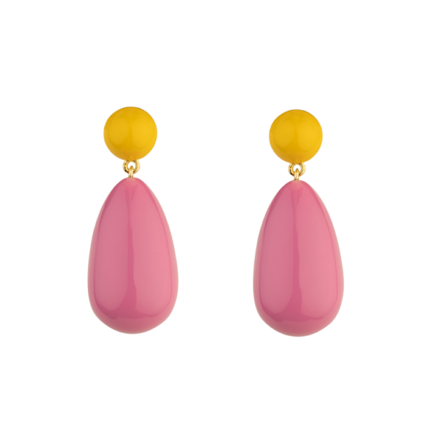 Large Yellow and Pink Blend Drop Earrings