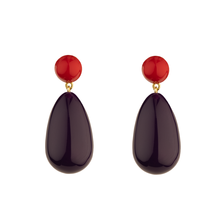 Large Red and Violet Blend Drop Earrings
