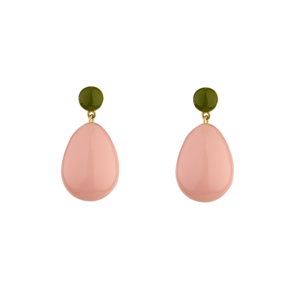 Mini Green and Light Pink Blend Drop Earrings