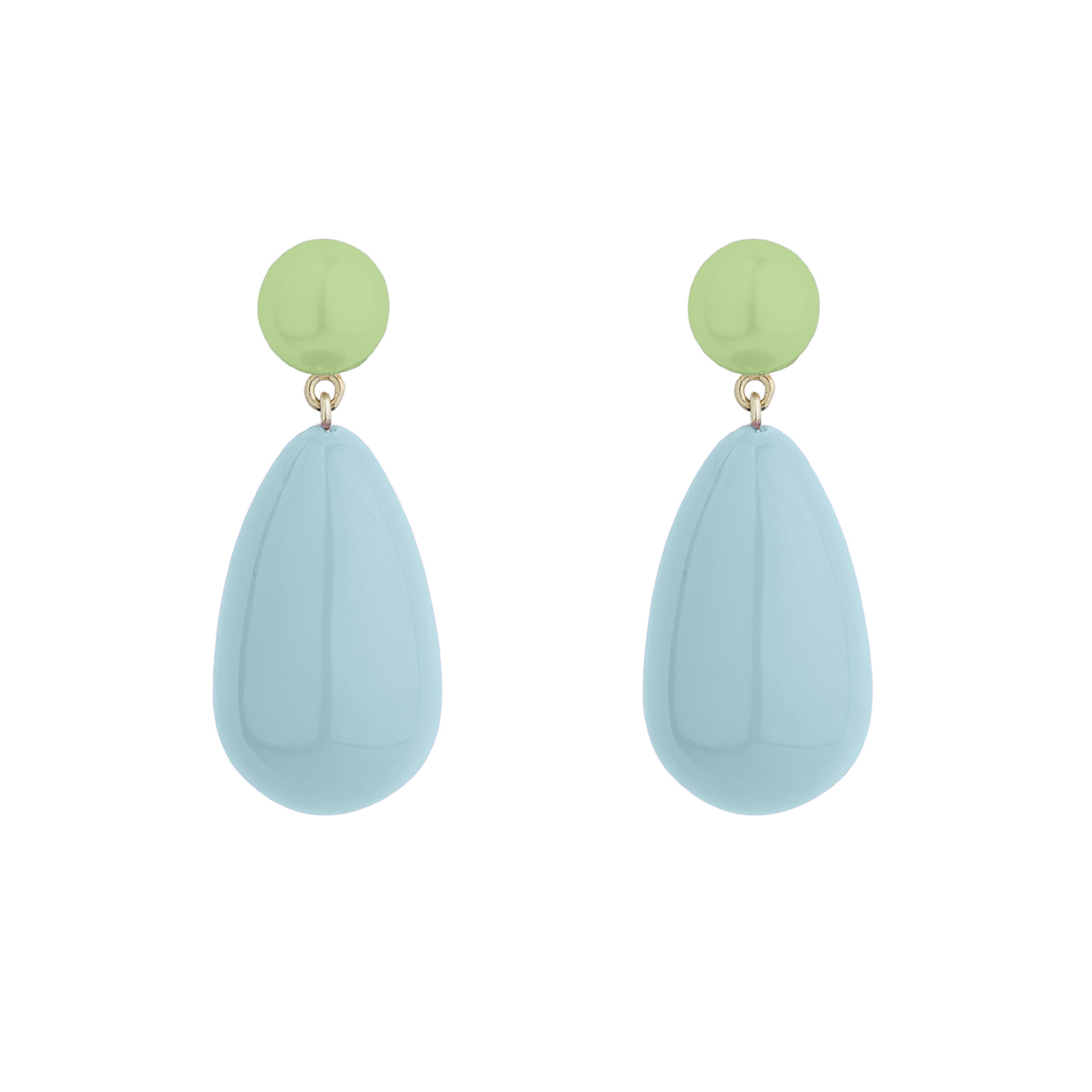 Large Light Green and Light Blue Blend Drop Earrings