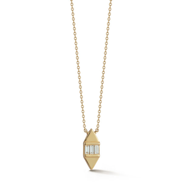 Sadie Pearl Gold Tag Baguette Necklace