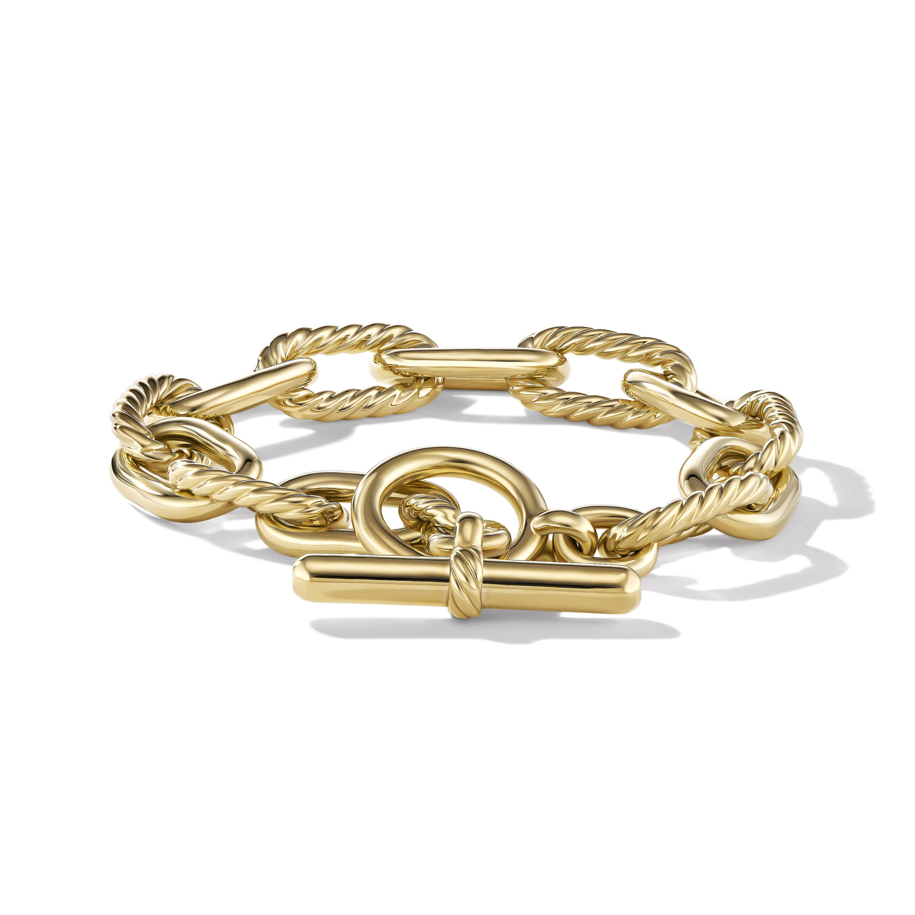 David Yurman Petite Pavé Initial Chain Bracelet in 18K Yellow Gold with Diamond I