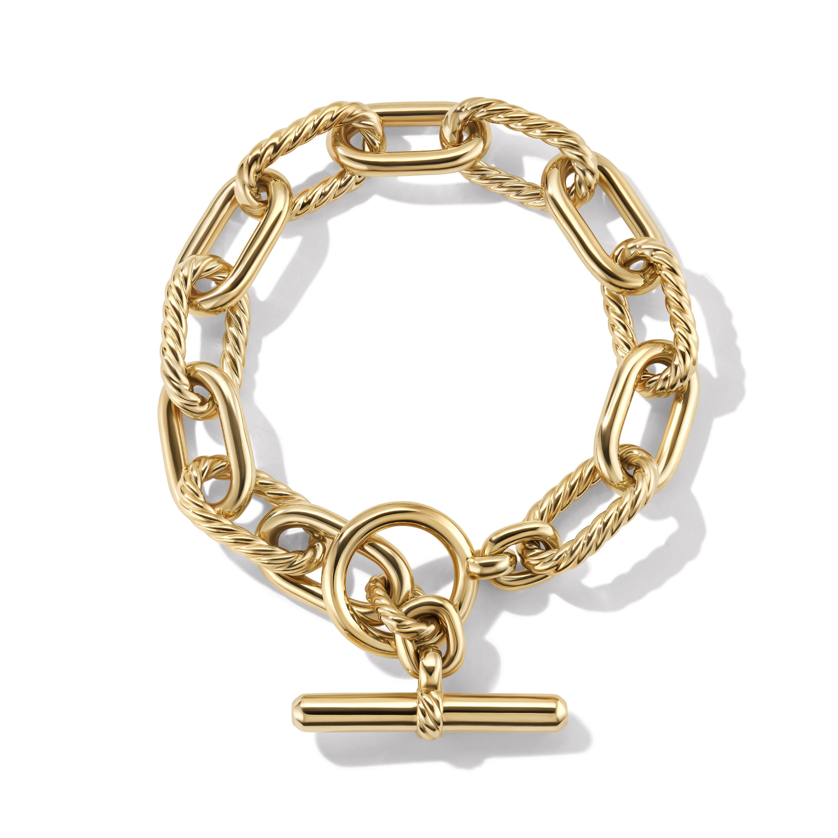 David Yurman Petite Pavé Initial Chain Bracelet in 18K Yellow Gold with Diamond X