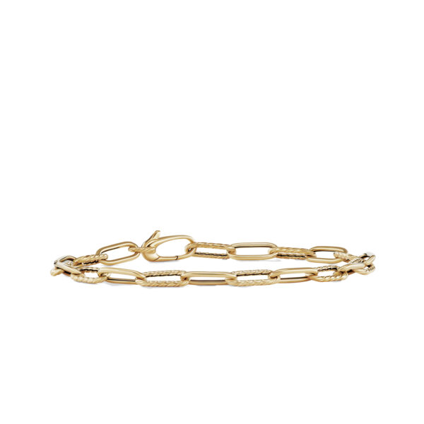 David Yurman Petite Pavé Initial Chain Bracelet in 18K Yellow Gold with Diamond Z