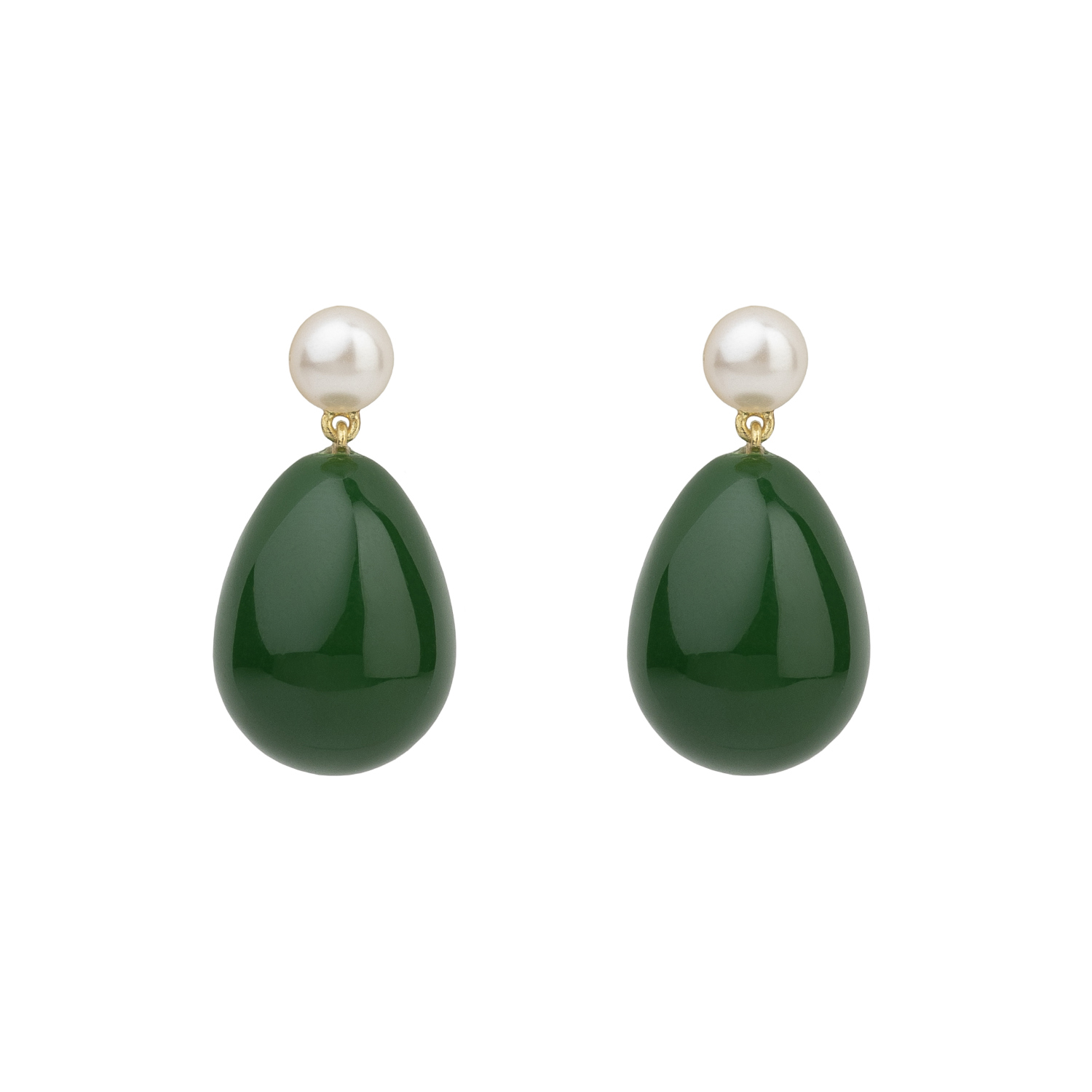 Mini Pearl and Green Mix Drop Earrings