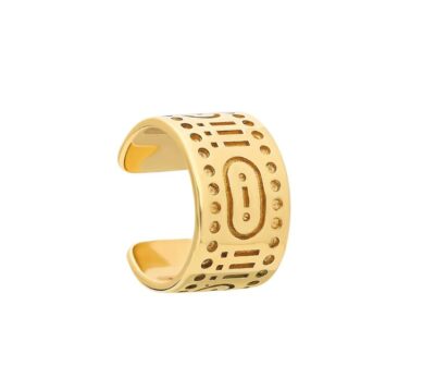 “Caona” Pattern Solid Gold Ear Cuff