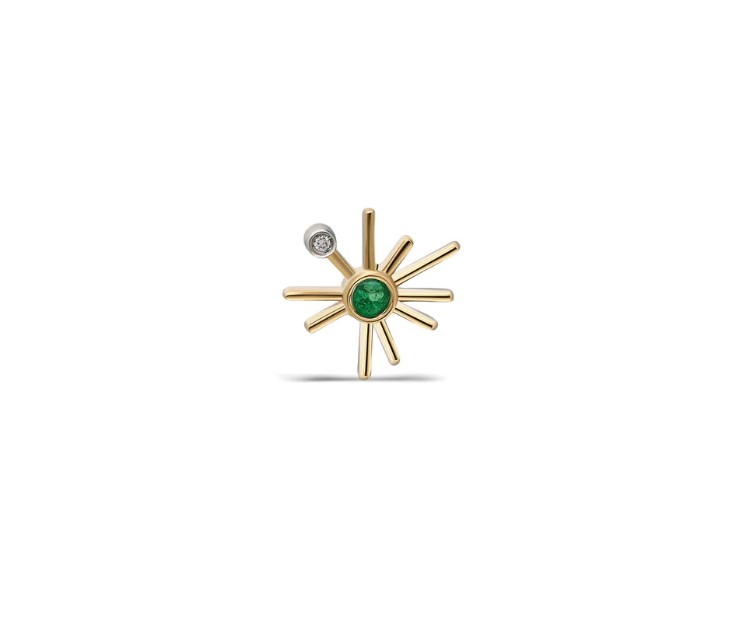 ¡Buenos Días! Mini Sun Single Stud Earring - Emerald