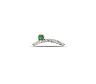 “Acu” Wink Single Stud - White Diamonds and Emerald