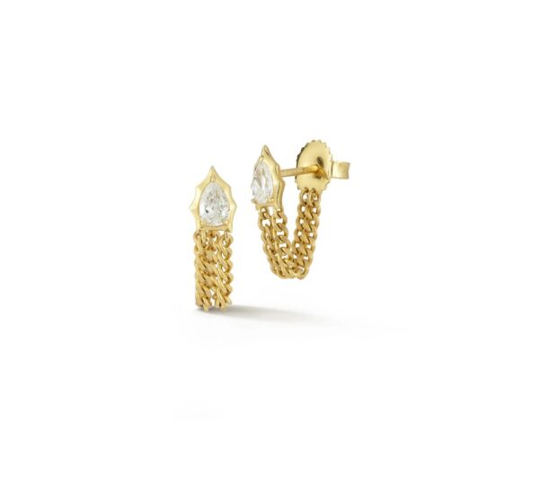 Jade Trau's 18KYG Envoy Chain Loop Earrings with 0.40ct of Diamonds