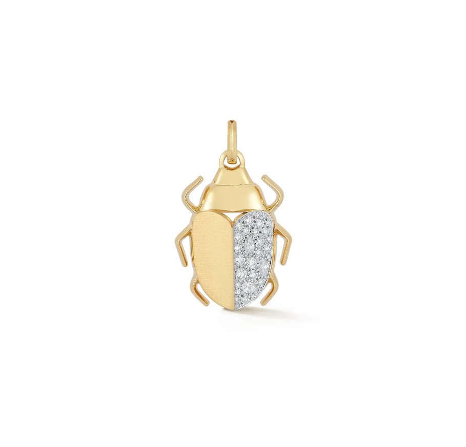 18KYG Scarab Charm Pendant with Diamonds