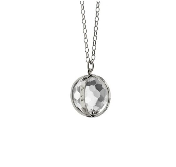 Large "Carpe Diem" Charm Necklace in Silver