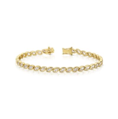 18k Yellow Gold Bezel Marquis Diamond Bracelet