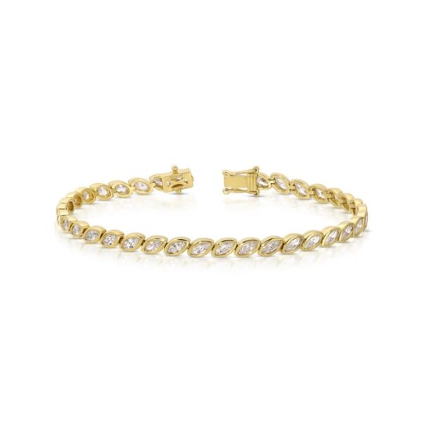 18k Yellow Gold Bezel Marquis Diamond Bracelet