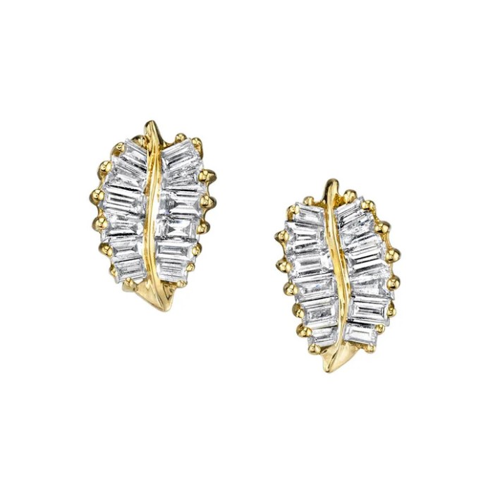 18k Yellow Gold Small Palm Leaf Studs