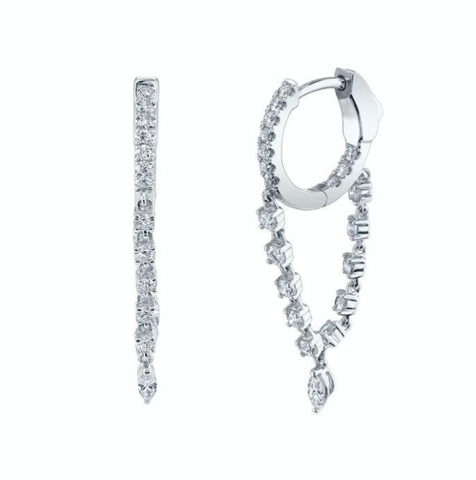 18K WHITE GOLD SIENNA DIAMOND HUGGIES