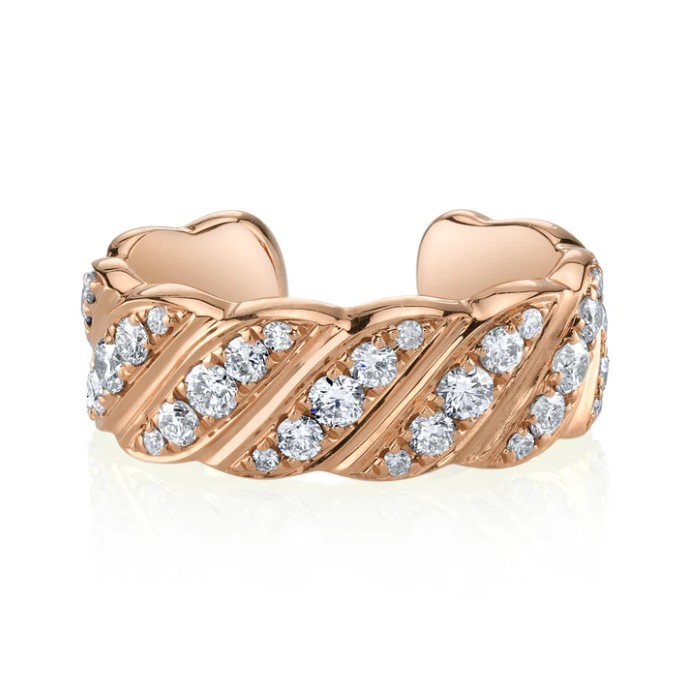 18KRG WIDE DIAMOND BRAID EAR CUFF