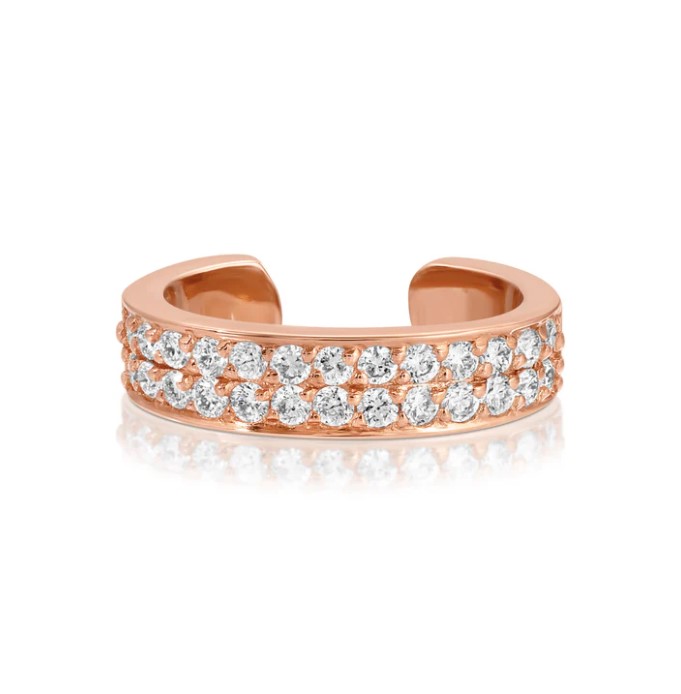 18KRG TWO ROW DIAMOND EAR CUFF