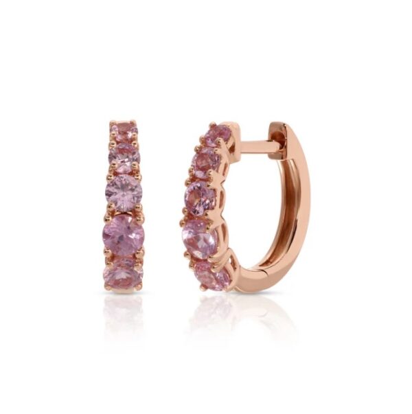 18KRG GRADUATED PINK SAPPHIRE HUGGIES