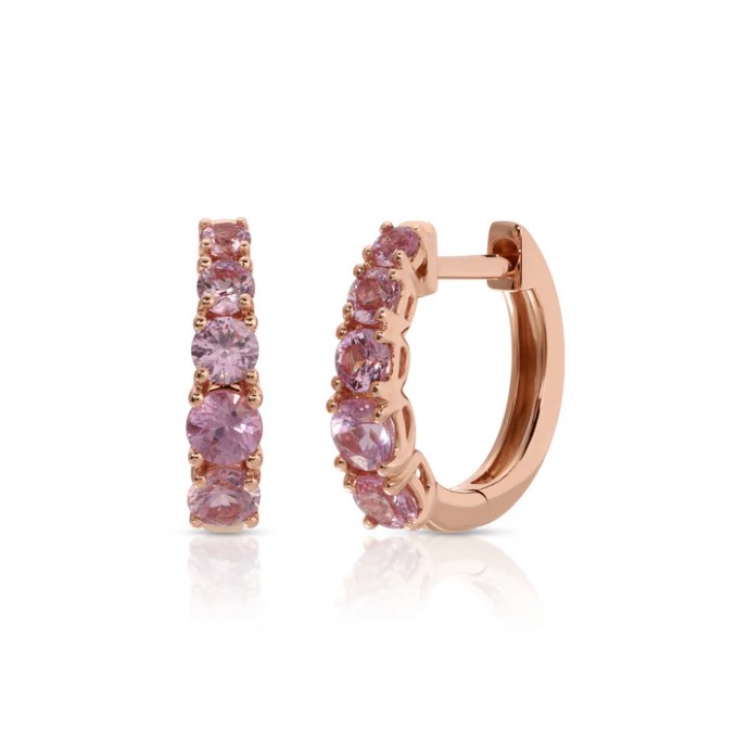 18KRG GRADUATED PINK SAPPHIRE HUGGIES