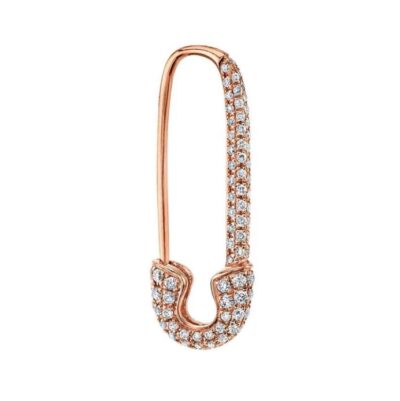 18krg pave diamond safety pin left earring