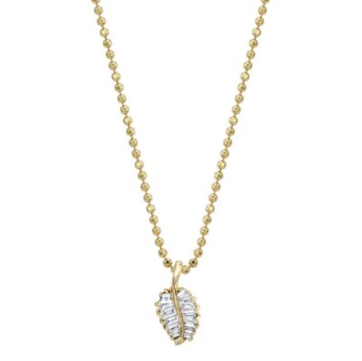18KYG SMALL PALM LEAF DIAMOND NECKLACE