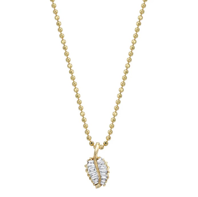 18KYG SMALL PALM LEAF DIAMOND NECKLACE