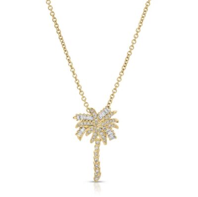 18k gold SMALL DIAMOND PALM TREE PENDANT