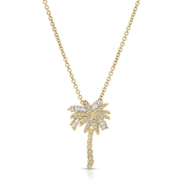18k gold SMALL DIAMOND PALM TREE PENDANT