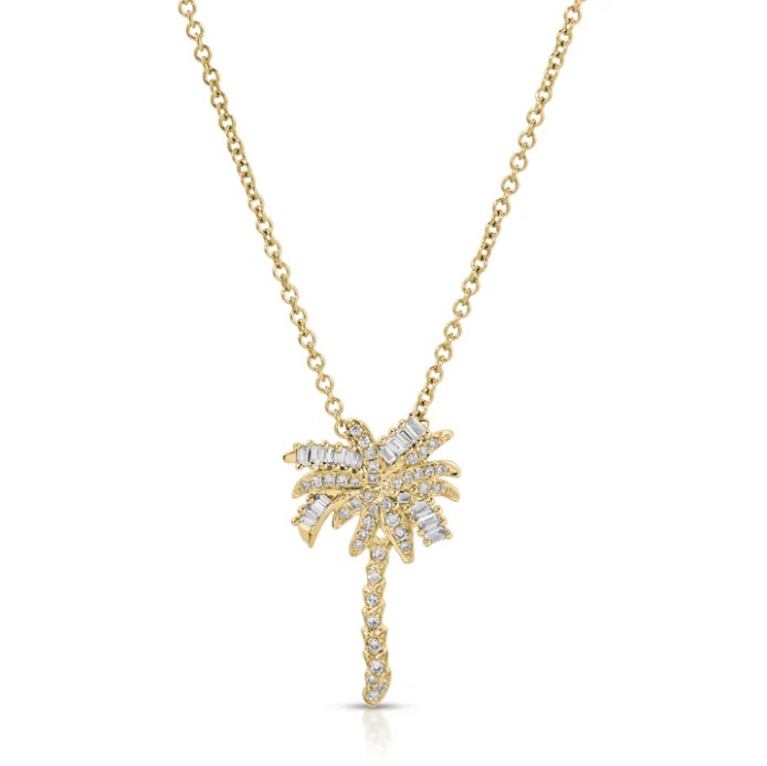 18k gold SMALL DIAMOND PALM TREE PENDANT
