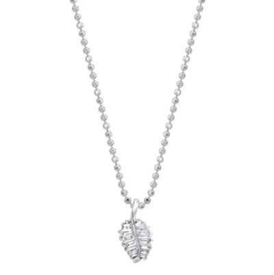 18k White Gold Small Palm Leaf Necklace