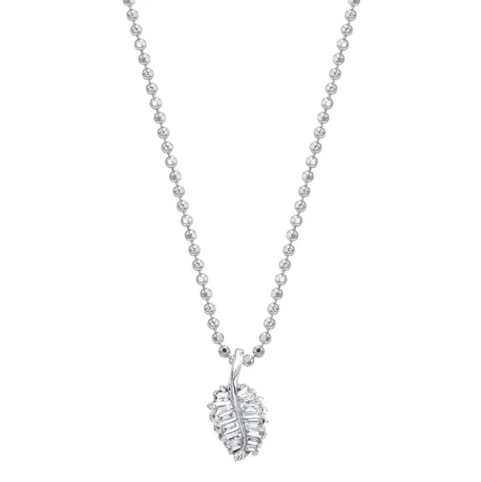 18k White Gold Small Palm Leaf Necklace