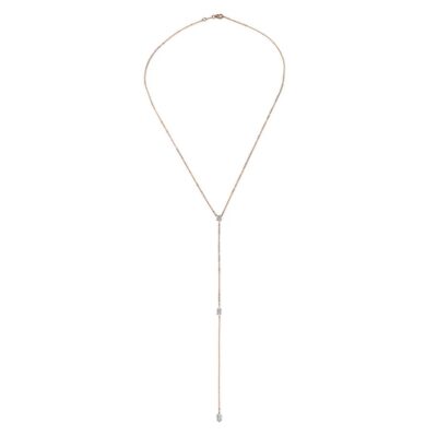 18KRG PEAR AND DOUBLE MARQUISE DIAMOND LARIAT