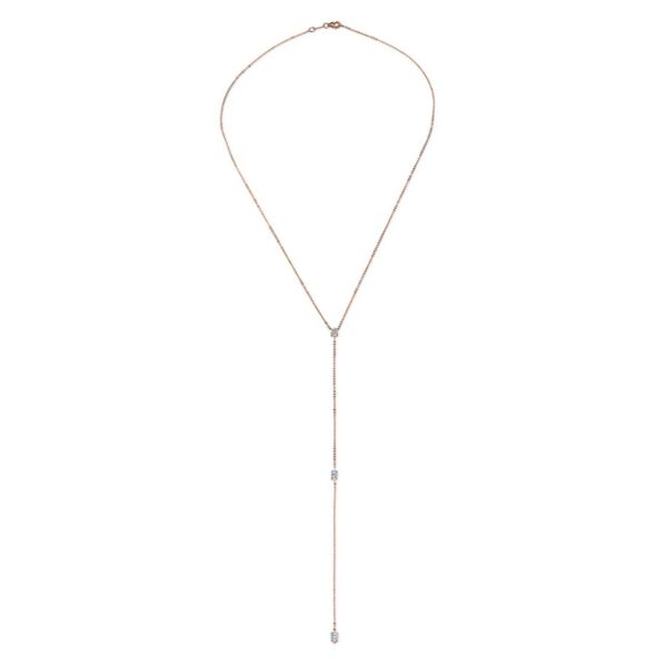 18KRG PEAR AND DOUBLE MARQUISE DIAMOND LARIAT