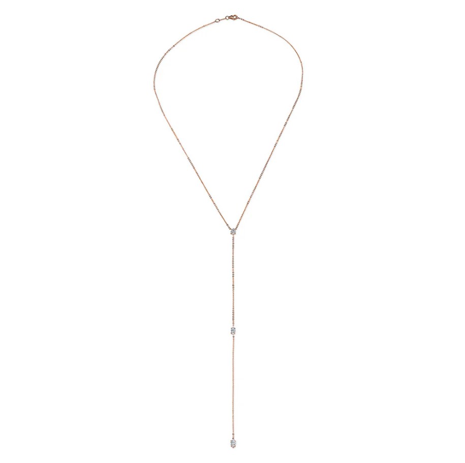 18KRG PEAR AND DOUBLE MARQUISE DIAMOND LARIAT