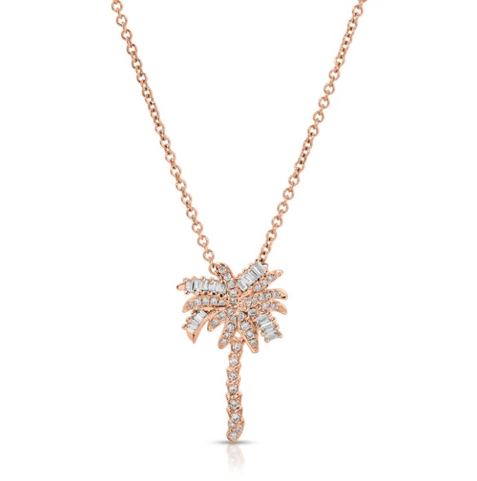 18KRG SMALL DIAMOND PALM TREE PENDANT
