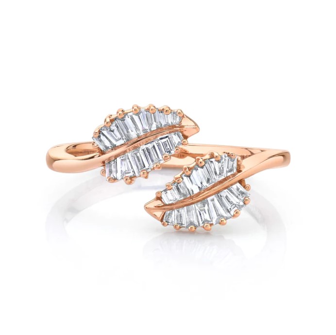 18KRG SMALL PALM LEAF DIAMOND RING SIZE 5