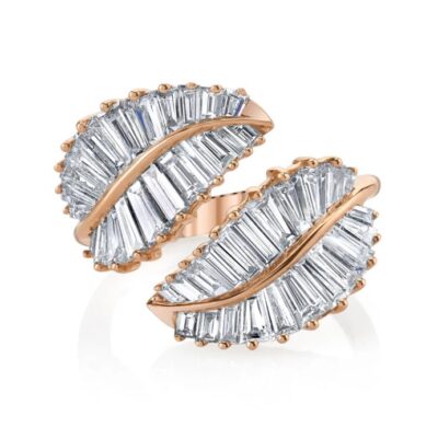 18KRG CLASSIC PALM LEAF DIAMOND RING SIZE 6