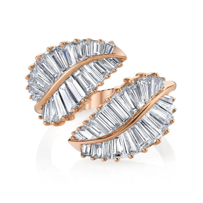 18KRG CLASSIC PALM LEAF DIAMOND RING SIZE 6
