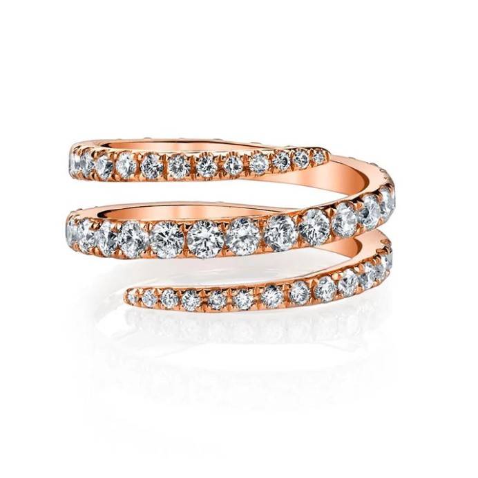 18KRG DIAMOND COIL RING SIZE 6.5