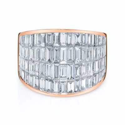 18KRG FOUR ROW BAGUETTE GALAXY RING SIZE 7